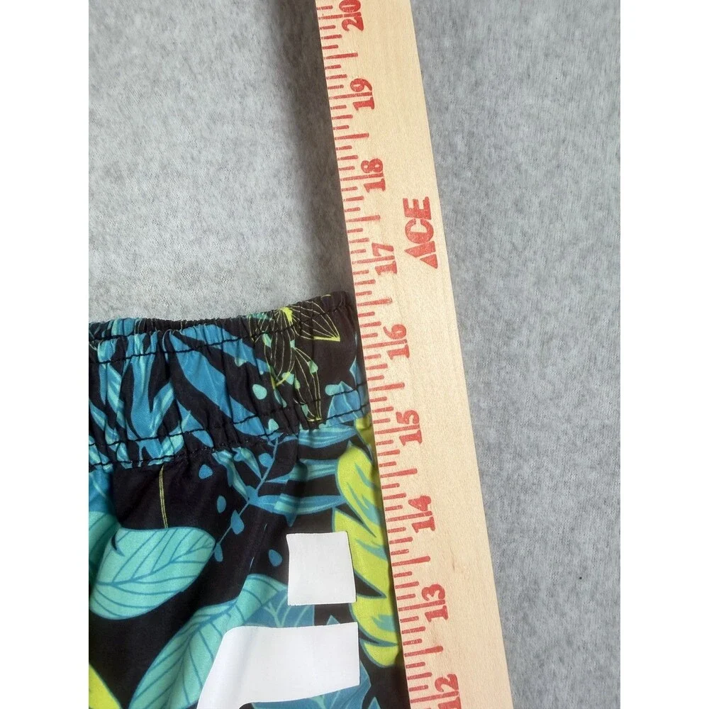 Bench Men's Swim Trunks Board Shorts M EU 50 Tropical Leaf Print Black Blue